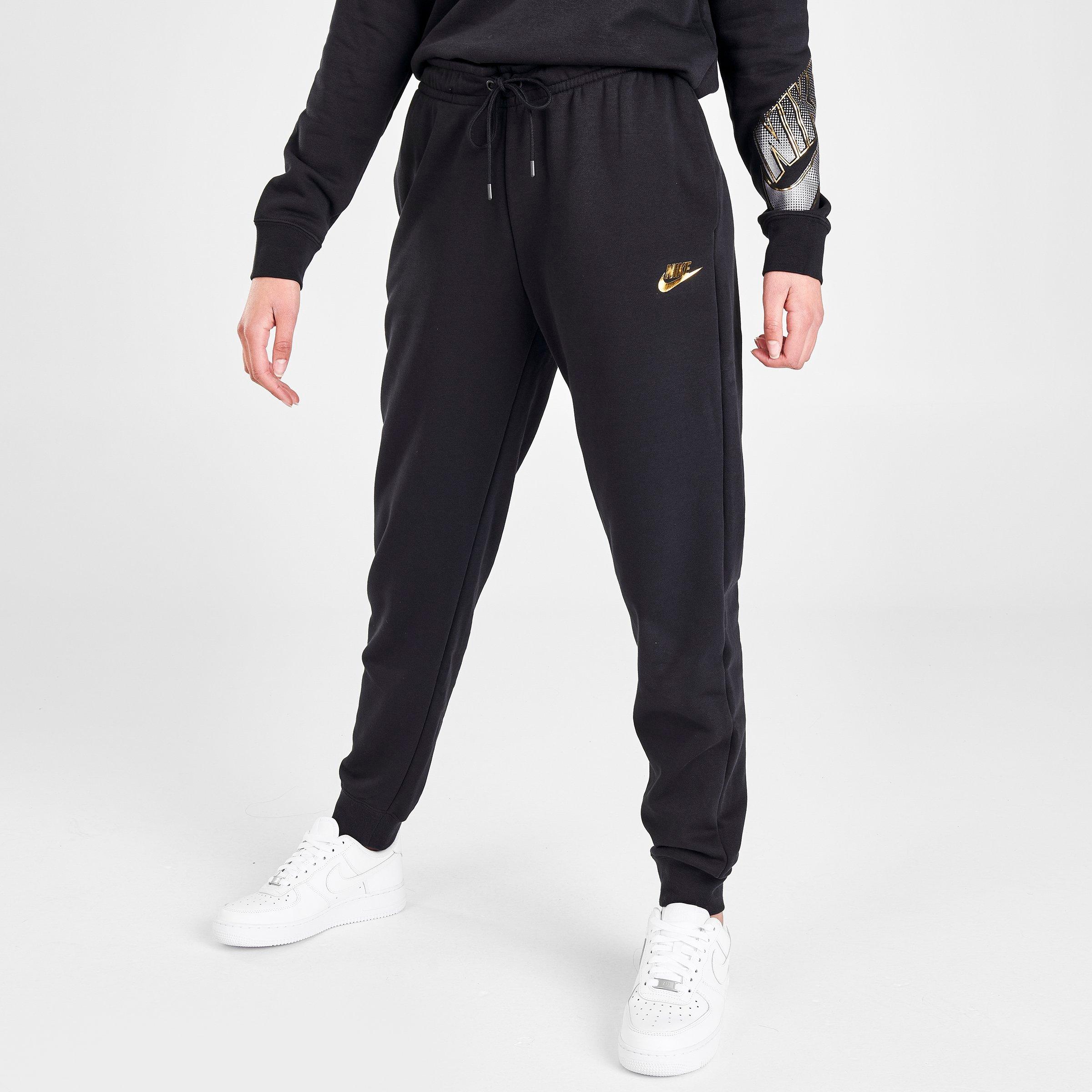 nike women's black and gold joggers