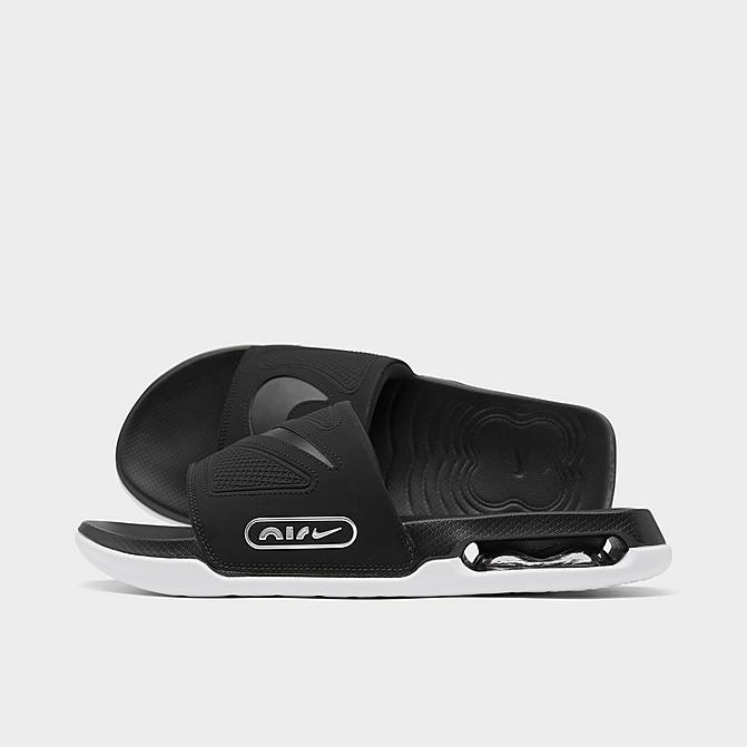 Right view of Men's Nike Air Max Cirro Slide Sandals in Black/Black/Metallic Silver/White Click to zoom