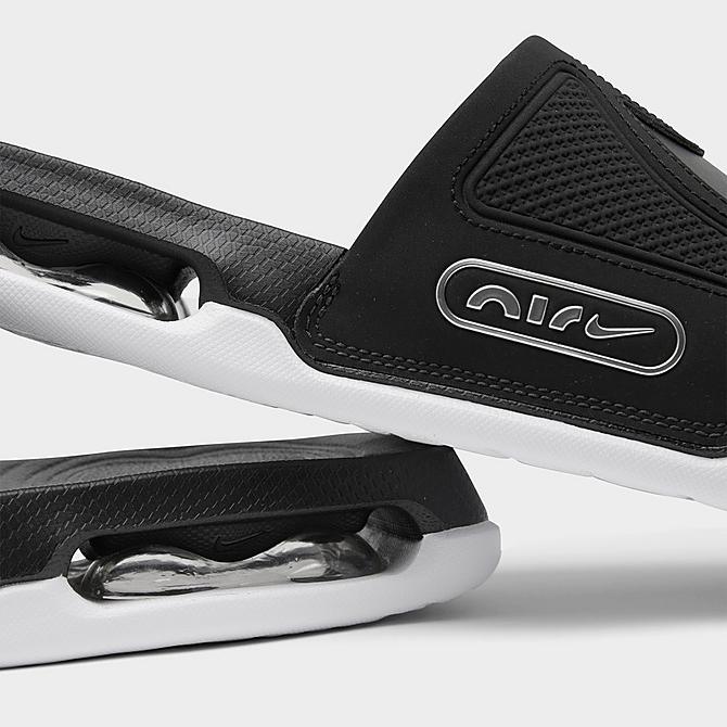 Front view of Men's Nike Air Max Cirro Slide Sandals in Black/Black/Metallic Silver/White Click to zoom