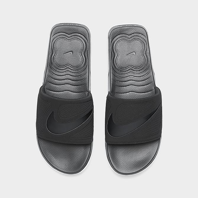 Back view of Men's Nike Air Max Cirro Slide Sandals in Black/Black/Metallic Silver/White Click to zoom