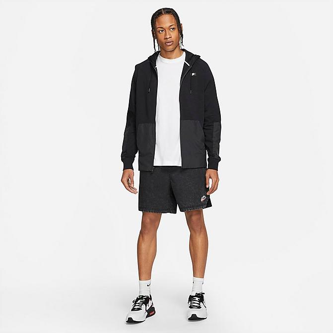 Front view of Men's Nike Sportswear Heritage Essentials Woven Shorts in Black Click to zoom