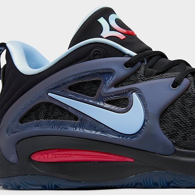 Front view of Nike KD15 Basketball Shoes in Black/Light Crimson/Royal Tint Click to zoom