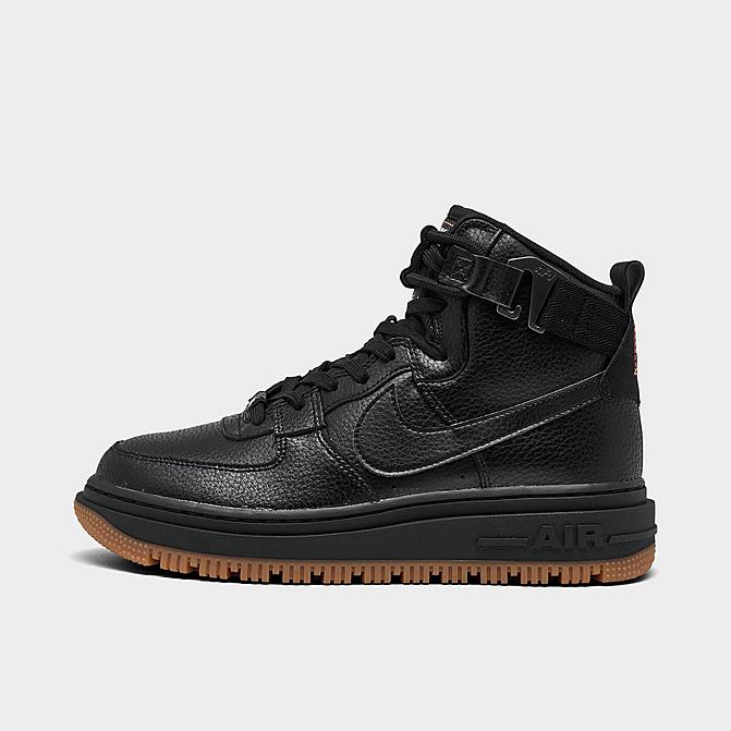 Right view of Women's Nike Air Force 1 High Utility 2.0 Sneaker Boots in Black/Summit White/Orange/Gum Medium Brown Click to zoom