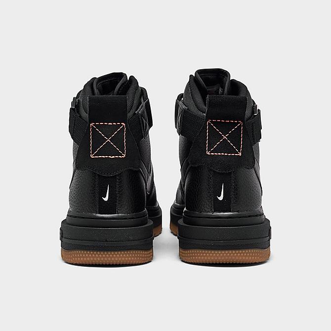 Left view of Women's Nike Air Force 1 High Utility 2.0 Sneaker Boots in Black/Summit White/Orange/Gum Medium Brown Click to zoom