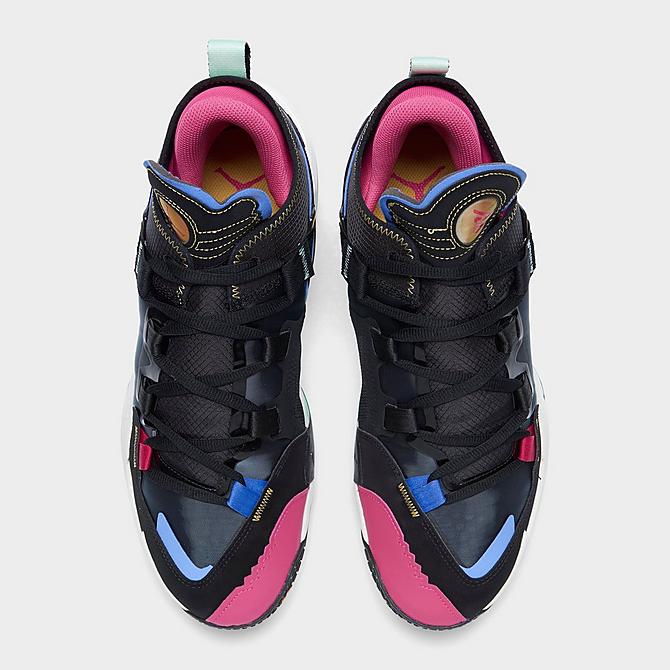 Back view of Jordan Why Not Zer0.5 Basketball Shoes in Black/Watermelon/Sapphire/Mint Foam/Sail/Solar Flare Click to zoom