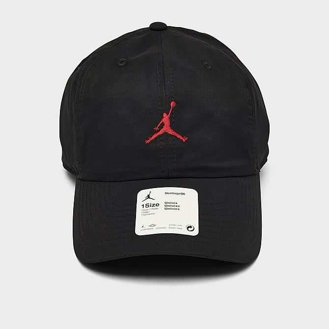 Three Quarter view of Jordan Jumpman Heritage86 Washed Strapback Hat in Black Click to zoom