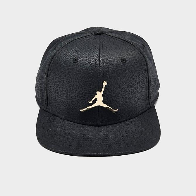 Three Quarter view of Jordan Pro Ingot Snapback Hat in Black Click to zoom