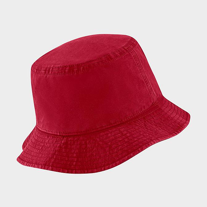Three Quarter view of Jordan Jumpman Washed Bucket Hat in Gym Red/Black Click to zoom