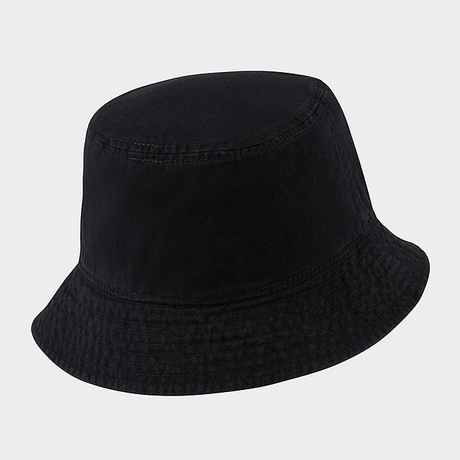 Three Quarter view of Nike Sportswear Futura Washed Bucket Hat in Black/White Click to zoom