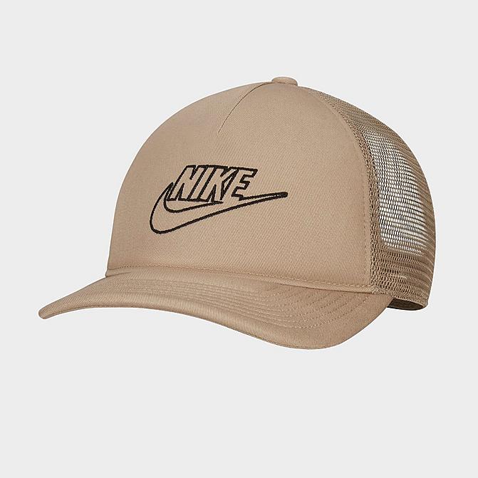 Right view of Nike Sportswear Classic 99 Trucker Snapback Hat in Khaki/Khaki/Black Click to zoom