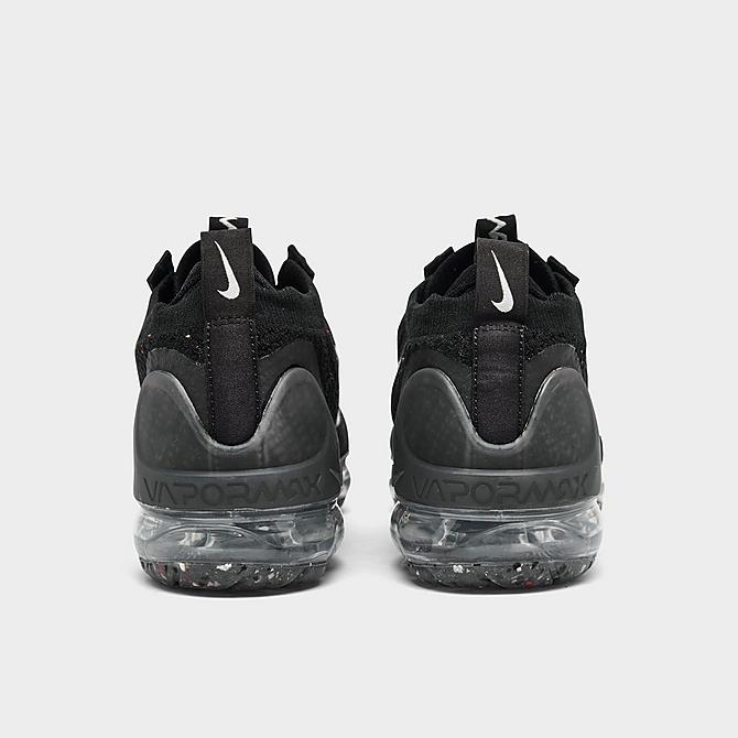 Left view of Women's Nike Air VaporMax 2021 Flyknit Running Shoes in Black/White/Metallic Silver Click to zoom