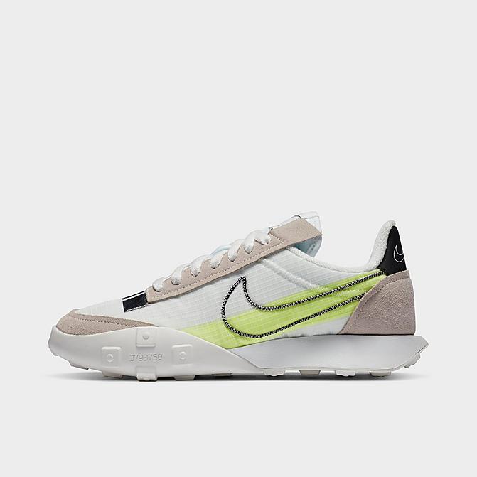 Right view of Women's Nike Waffle Racer 2X Casual Shoes in Summit White/Volt/Chrome/Black Click to zoom