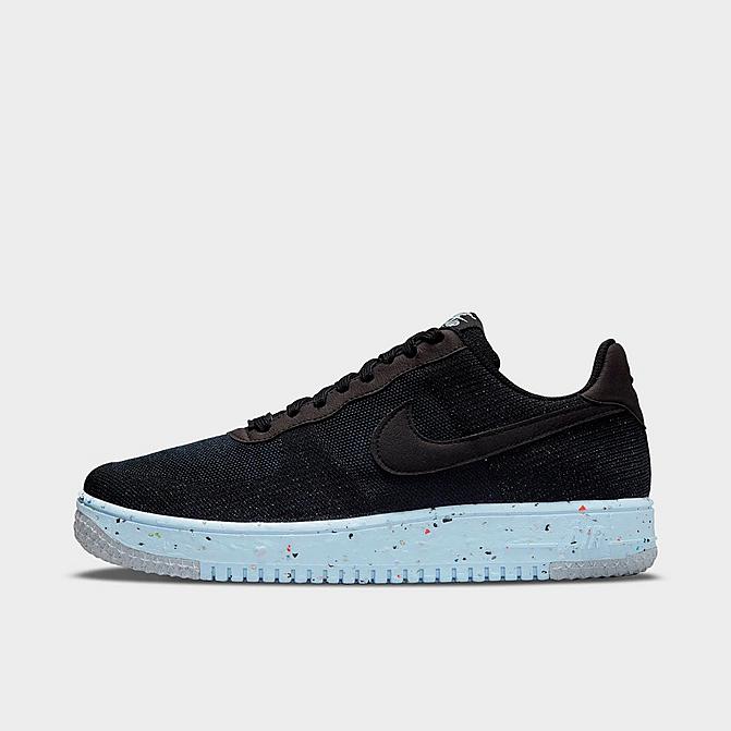 Right view of Men's Nike Air Force 1 Crater Flyknit Casual Shoes in Black/Chambray Blue/Black Click to zoom