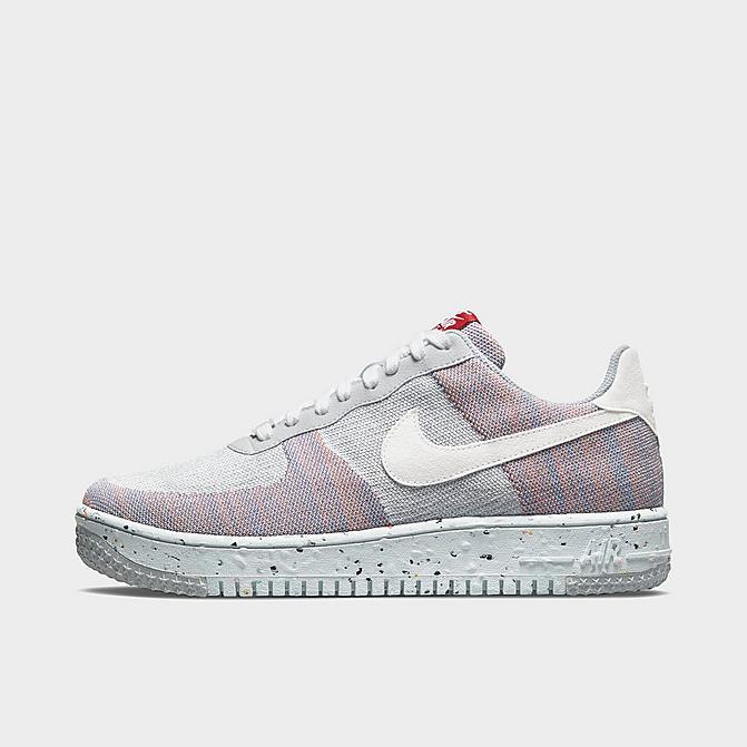 Right view of Men's Nike Air Force 1 Crater Flyknit Casual Shoes in Wolf Grey/White/Pure Platinum/Gym Red Click to zoom