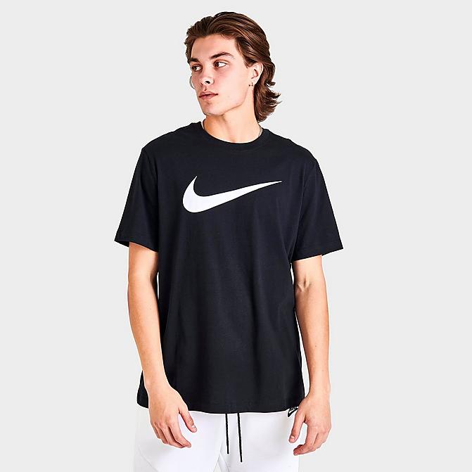 Front view of Nike Sportswear Icon Swoosh T-Shirt in Black/White Click to zoom