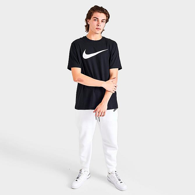 Front Three Quarter view of Nike Sportswear Icon Swoosh T-Shirt in Black/White Click to zoom