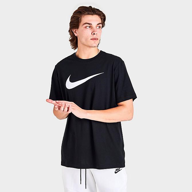 Back Left view of Nike Sportswear Icon Swoosh T-Shirt in Black/White Click to zoom