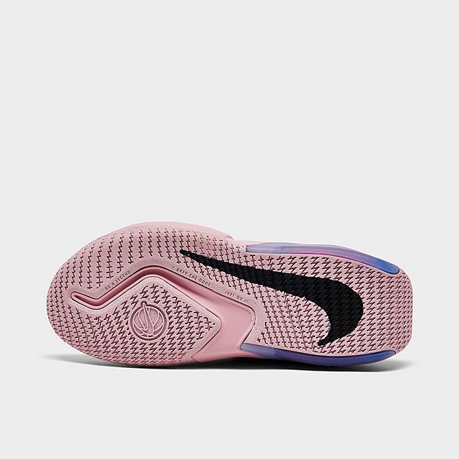 Bottom view of Girls' Big Kids' Nike Air Zoom Crossover Basketball Shoes in Pink Glaze/Magic Ember/Black Click to zoom