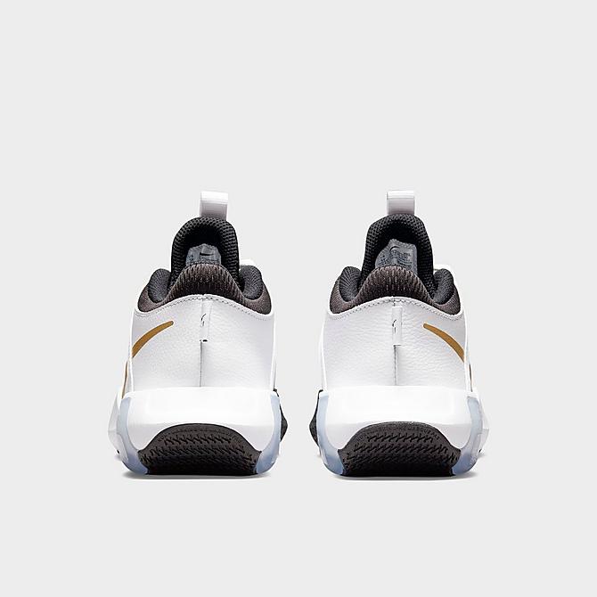 Left view of Big Kids’ Nike Air Zoom Crossover Basketball Shoes in White/Metallic Gold/Black Click to zoom