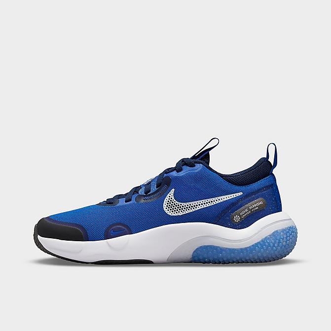Right view of Big Kids' Nike Explor Next Nature Road Running Shoes in Game Royal/Midnight Navy/White Click to zoom