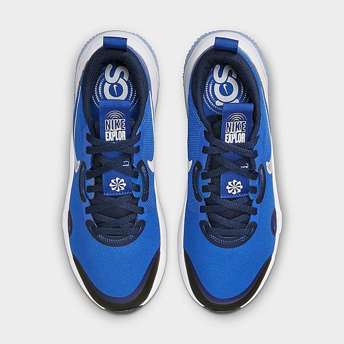 Back view of Big Kids' Nike Explor Next Nature Road Running Shoes in Game Royal/Midnight Navy/White Click to zoom