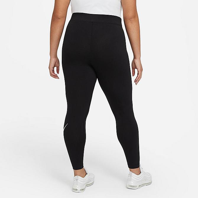 Front Three Quarter view of Women's Nike Sportswear Essential High-Waisted Leggings (Plus Size) in Black Click to zoom