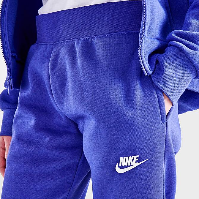 On Model 5 view of Girls' Nike Sportswear Club Fleece Jogger Pants in Lapis/White Click to zoom
