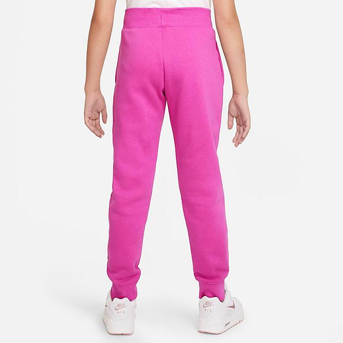 Back Left view of Girls' Nike Sportswear Club Fleece Jogger Pants in Active Fuchsia/White Click to zoom