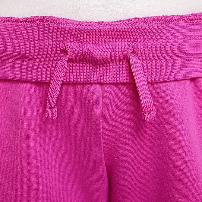 On Model 5 view of Girls' Nike Sportswear Club Fleece Jogger Pants in Active Fuchsia/White Click to zoom