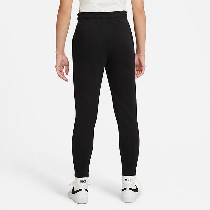 Front Three Quarter view of Girls' Nike Sportswear Club French Terry Jogger Pants in Black/White Click to zoom