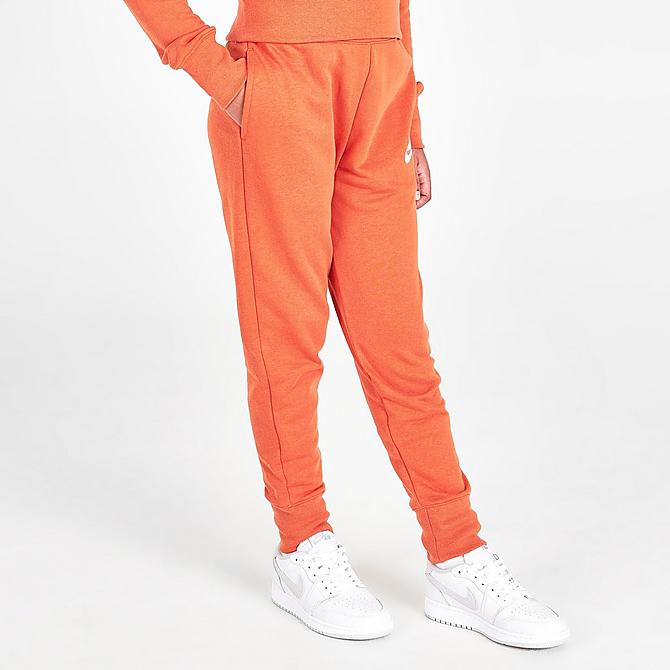 Back Left view of Girls' Nike Sportswear Club French Terry Jogger Pants in Sport Spice Click to zoom