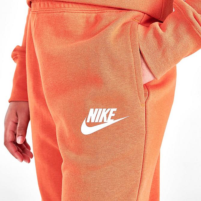 On Model 5 view of Girls' Nike Sportswear Club French Terry Jogger Pants in Sport Spice Click to zoom