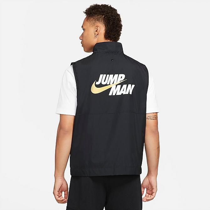 Front Three Quarter view of Men's Jordan Jumpman Full-Zip Vest in Black/Black Click to zoom