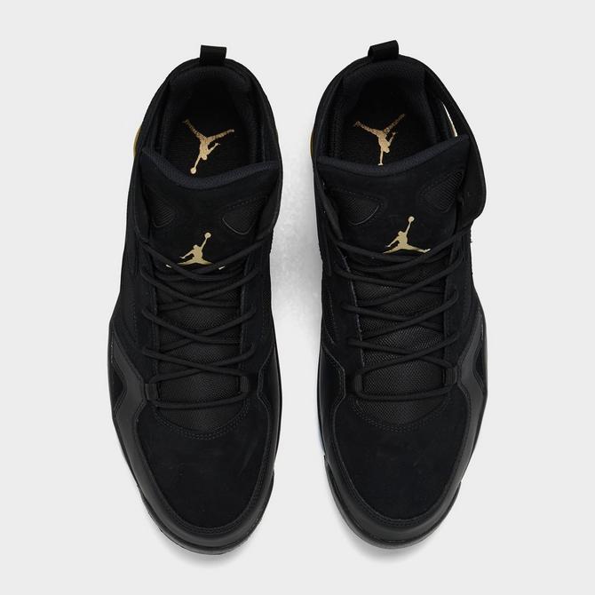 Back view of Men's Air Jordan Flight Club '91 Basketball Shoes in Black/Metallic Gold Click to zoom