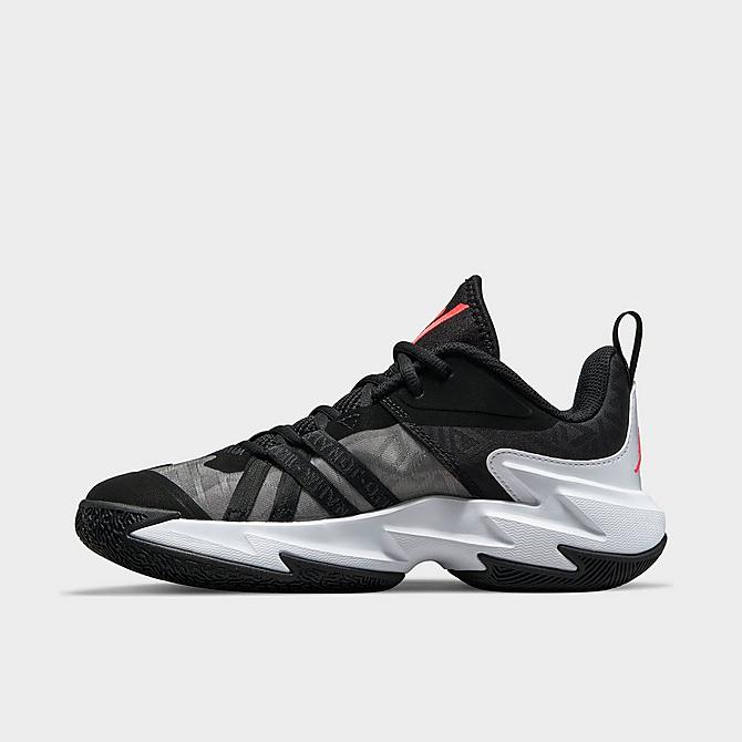 Front view of Big Kids' Jordan One Take 3 Basketball Shoes in Black/Bright Crimson/White/Grey Fog Click to zoom