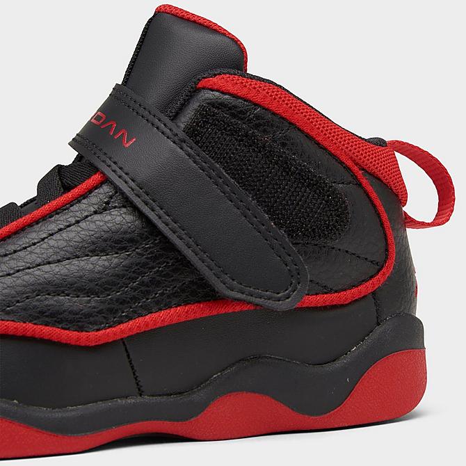 Front view of Kids' Toddler Jordan Pro Strong Basketball Shoes in Black/University Red Click to zoom