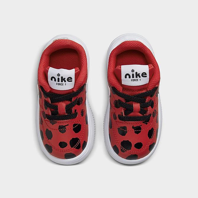 Back view of Kids' Toddler Nike Air Force 1 '18 SE Casual Shoes in University Red/White/Black Click to zoom