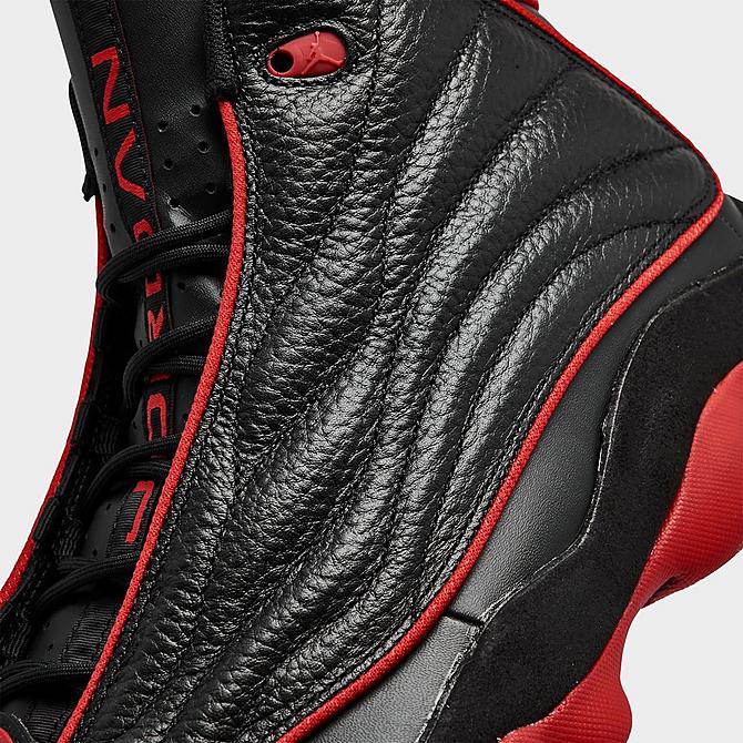 Front view of Men's Air Jordan Pro Strong Basketball Shoes in Black/University Red Click to zoom