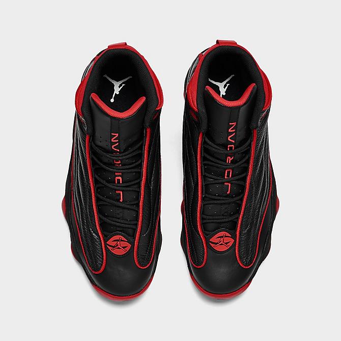 Back view of Men's Air Jordan Pro Strong Basketball Shoes in Black/University Red Click to zoom