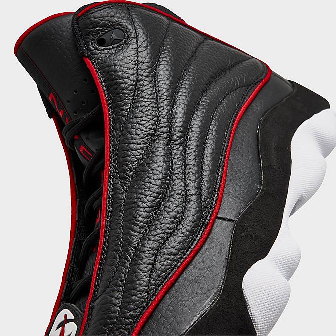 Front view of Men's Air Jordan Pro Strong Basketball Shoes in Black/University Red/White Click to zoom