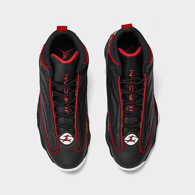 Back view of Men's Air Jordan Pro Strong Basketball Shoes in Black/University Red/White Click to zoom
