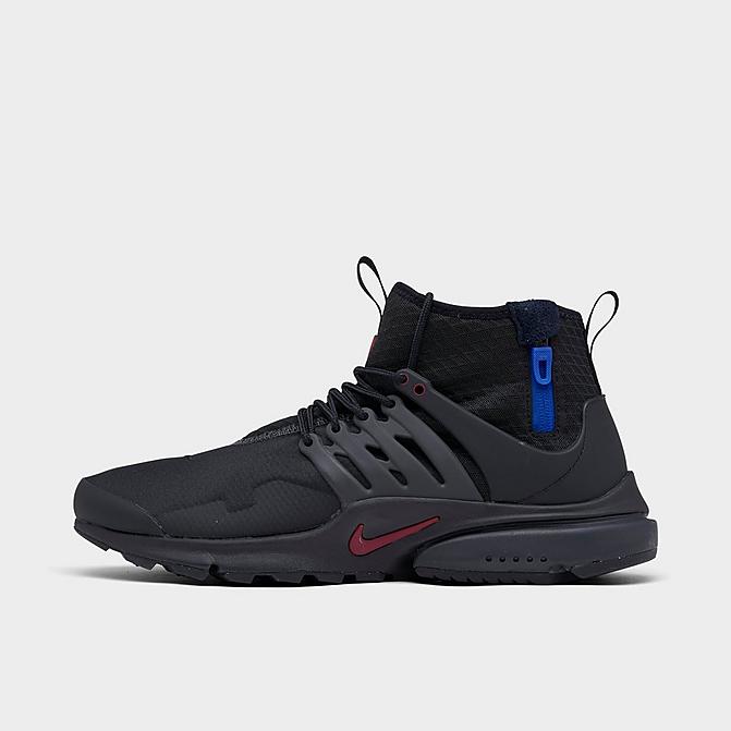 Right view of Men's Nike Air Presto Mid Utility Casual Shoes in Black/Team Red/Anthracite/Racer Blue/Team Red Click to zoom