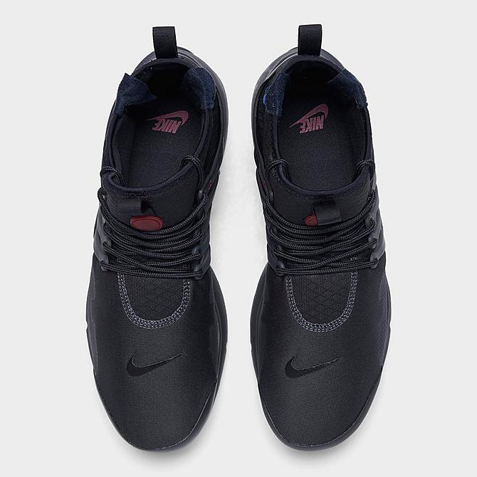 Back view of Men's Nike Air Presto Mid Utility Casual Shoes in Black/Team Red/Anthracite/Racer Blue/Team Red Click to zoom
