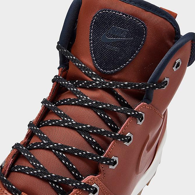 Front view of Men's Nike Manoa Leather SE Boots in Rugged Orange/Armory Navy/Summit White/Rugged Orange Click to zoom