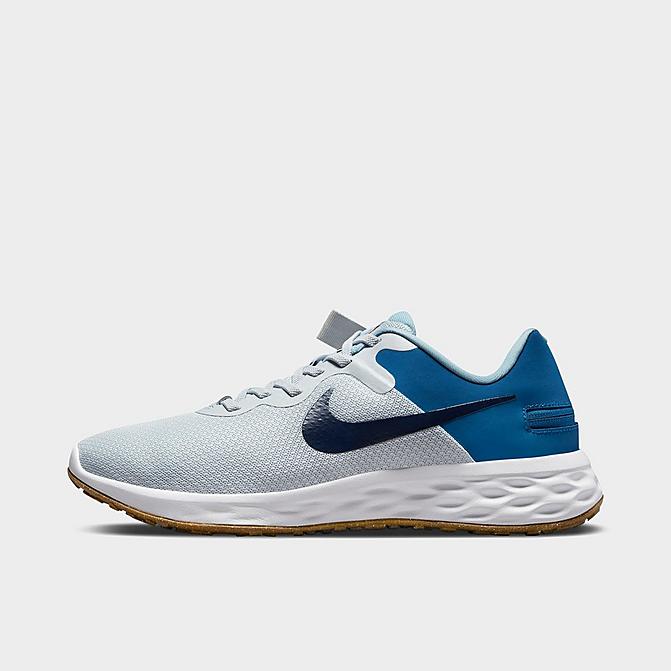 Right view of Men's Nike Revolution 6 FlyEase Next Nature Running Shoes in Pure Platinum/Dark Marina Blue/Worn Blue/Thunder Blue Click to zoom