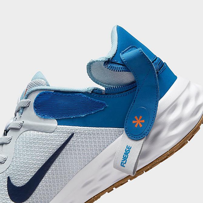 Front view of Men's Nike Revolution 6 FlyEase Next Nature Running Shoes in Pure Platinum/Dark Marina Blue/Worn Blue/Thunder Blue Click to zoom