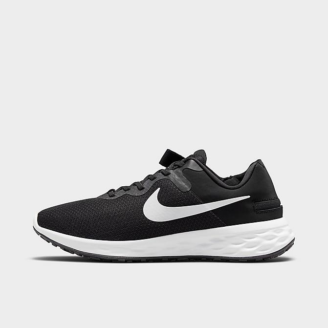 Right view of Men's Nike Revolution 6 FlyEase Next Nature Running Shoes in Black/Iron Grey/White Click to zoom