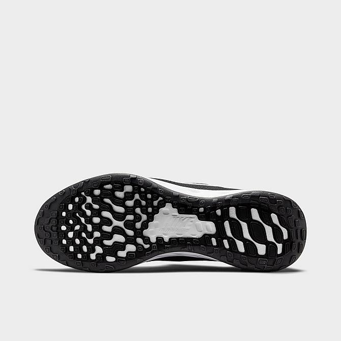 Bottom view of Men's Nike Revolution 6 FlyEase Next Nature Running Shoes in Black/Iron Grey/White Click to zoom
