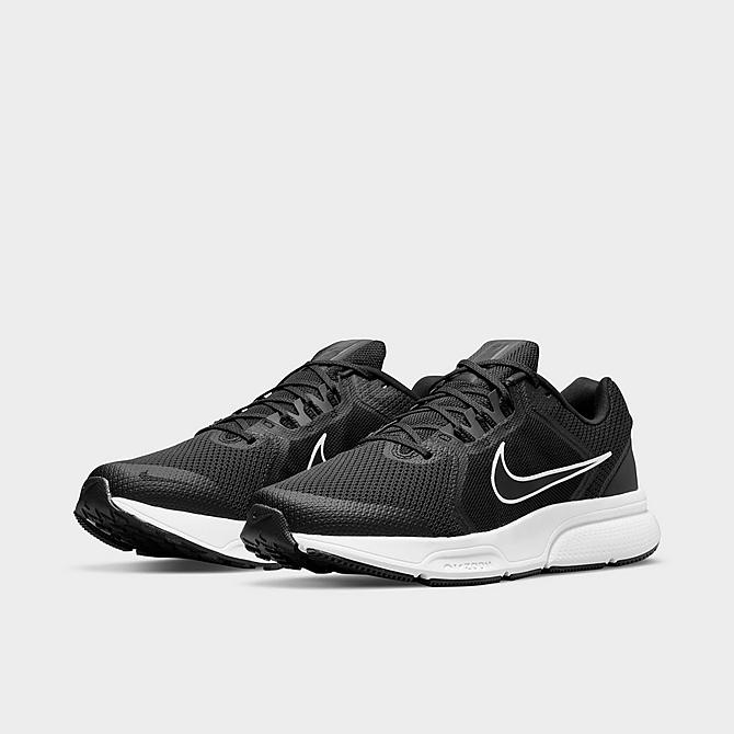 Three Quarter view of Men's Nike Zoom Span 4 Running Shoes in Black/White Click to zoom
