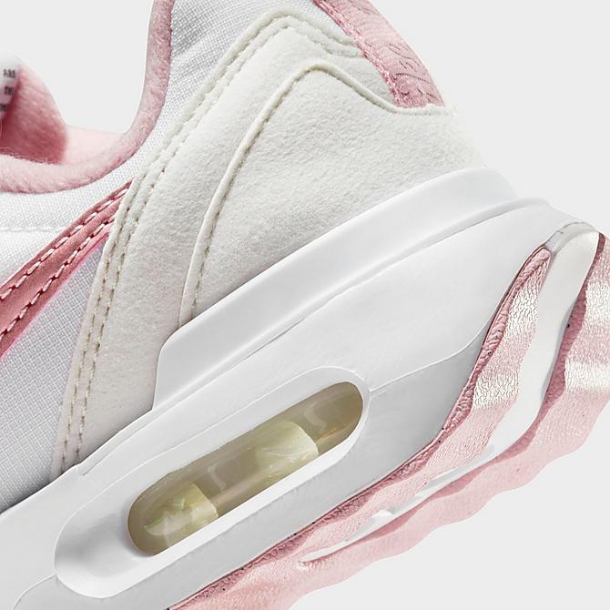 Front view of Little Kids' Nike Air Max Dawn Casual Shoes in White/Pink Glaze/Summit White/Black Click to zoom